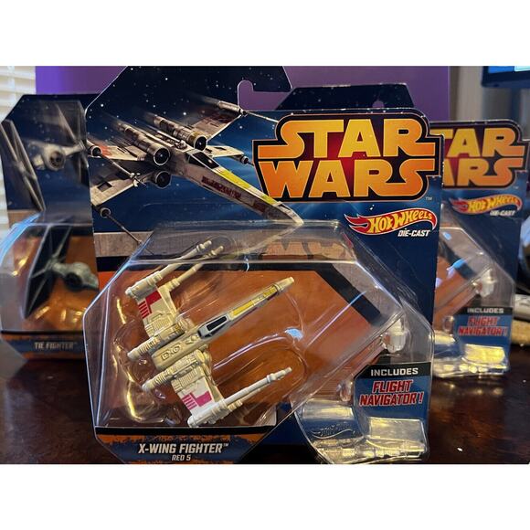 Hot Wheels STAR WARS X-WING Fighter Red 5 Millennium Falcon Tie Fighter 2014 NEW - Picture 12 of 12